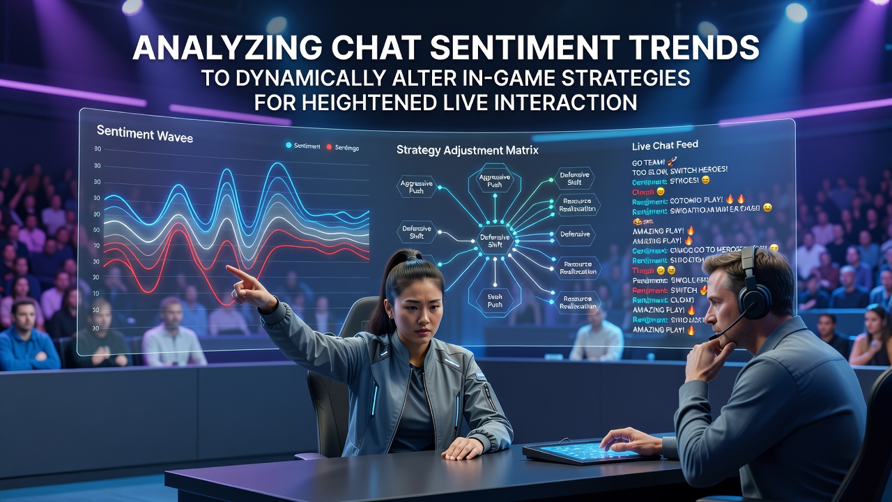 Streamer monitoring chat sentiment overlays during live gameplay session