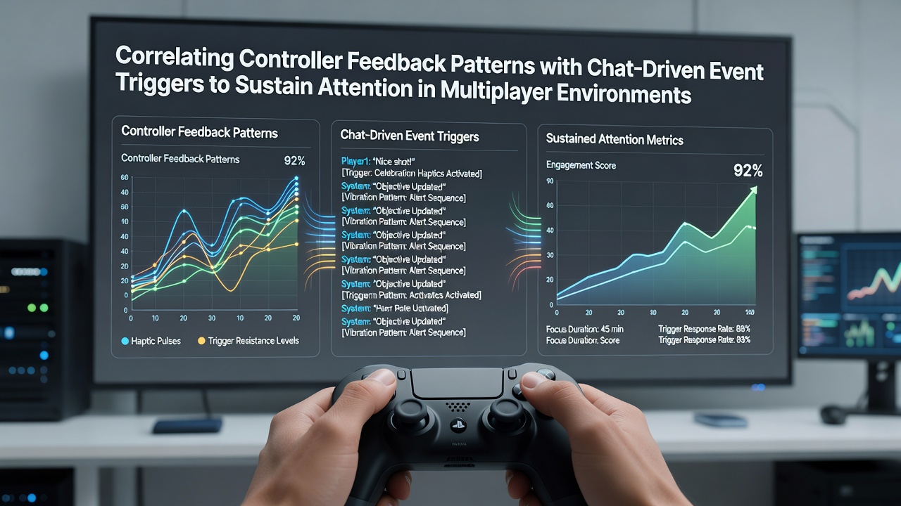 Graph illustrating attention retention curves during multiplayer sessions with and without correlated controller and chat triggers