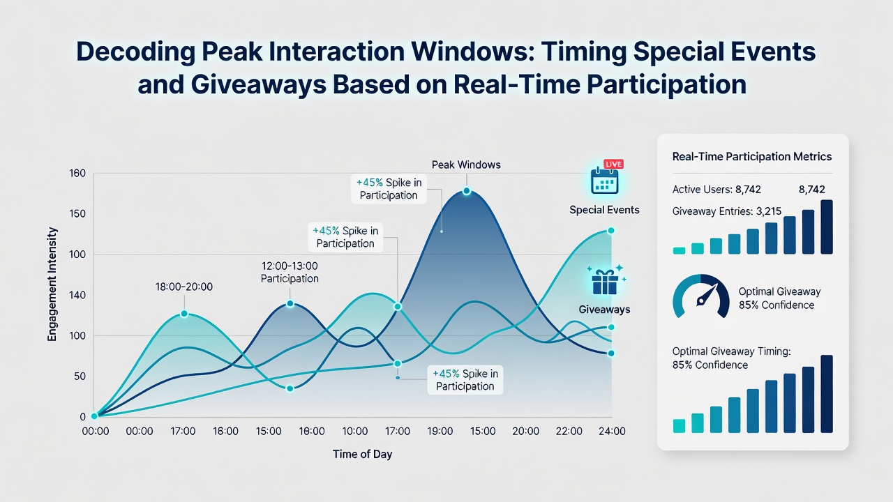 Broadcaster reviewing participation graphs to schedule in-stream giveaways during peak moments