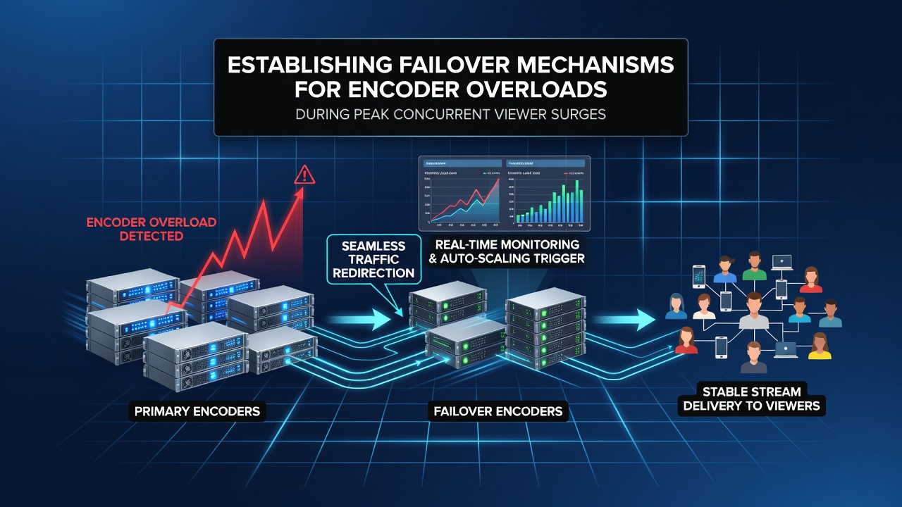 Screenshot of monitoring dashboard displaying real-time encoder health metrics and automatic failover triggers