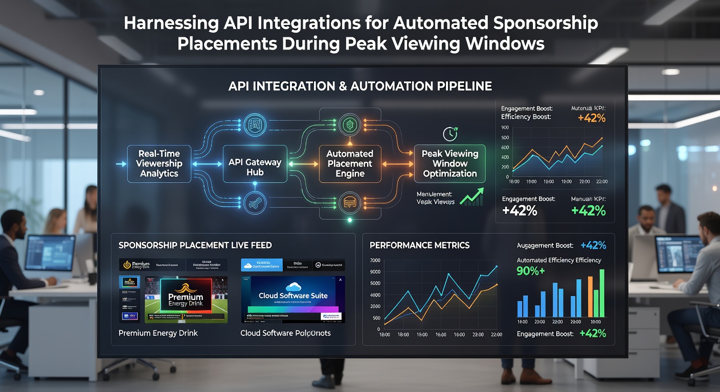 API integration dashboard showing real-time sponsorship placement during a live stream peak window