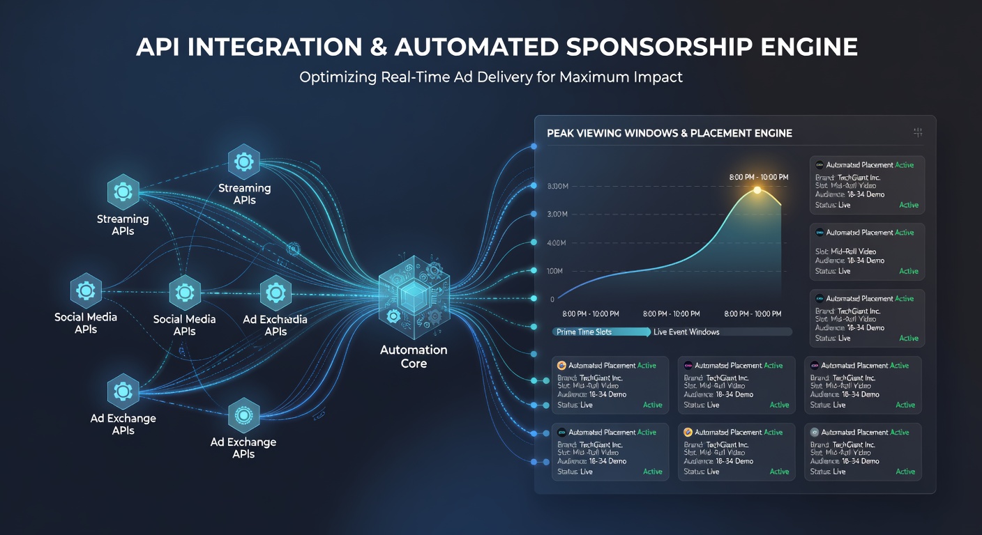 Code snippet and API connection diagram for sponsorship automation in broadcast software