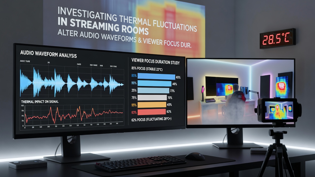 Audio waveform analysis display showing temperature-related distortions during competitive streaming