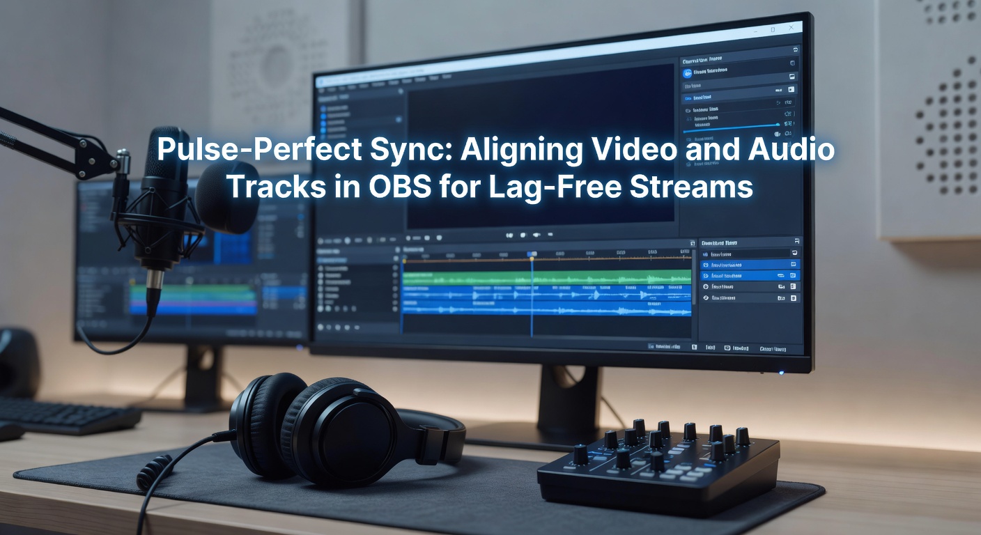 OBS Studio interface showing video and audio sources aligned in the timeline for perfect synchronization
