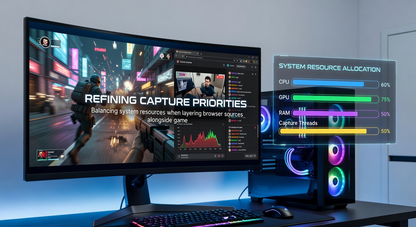 Performance graphs displaying CPU GPU and RAM usage during multi-source streaming sessions
